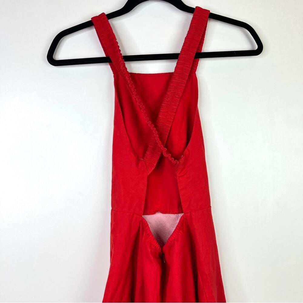 Zara Red Linen Blend Voluminous Strappy Halter Dress. Blogger fave!🔥 - Picture 7 of 13